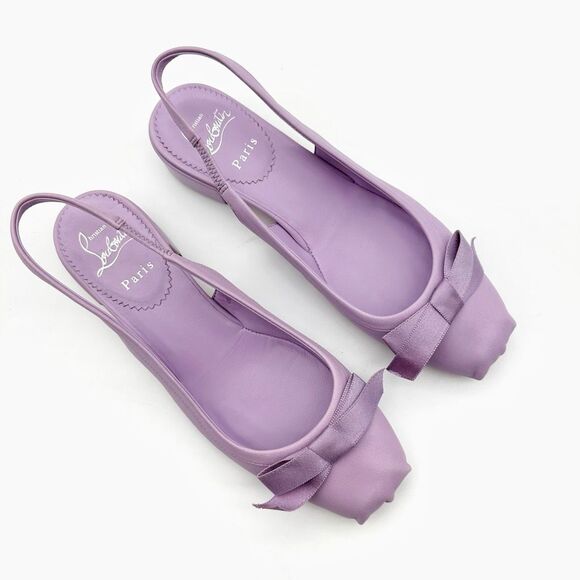 CHRISTIAN LOUBOUTIN Mamaflirt Slingback Ballet Heels Size 37.5 Purple Leather - Picture 6 of 13